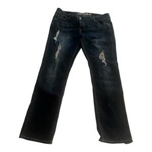 Women’s Hydraulic Ripped Blue Jeans | Size 17/18 | Mid Rise Boot Cut | Curvy